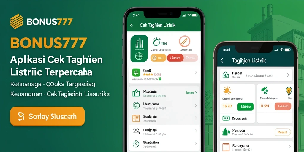 Tampilan utama BONUS777 yang menunjukkan cek tagihan listrik dengan detail.