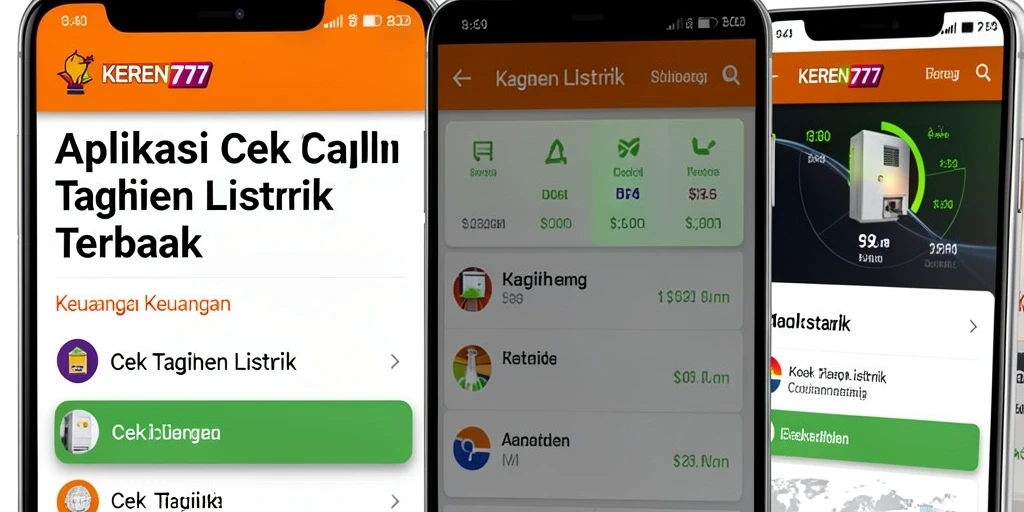 Tampilan aplikasi KEREN777 yang menarik saat cek tagihan listrik.