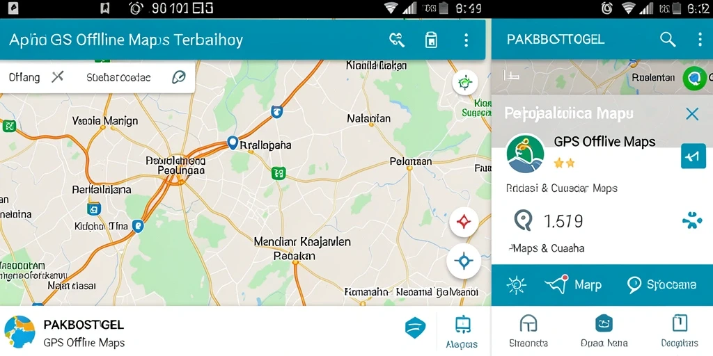 Tampilan antarmuka PAKBOSTOGEL dengan fitur GPS Offline Maps.