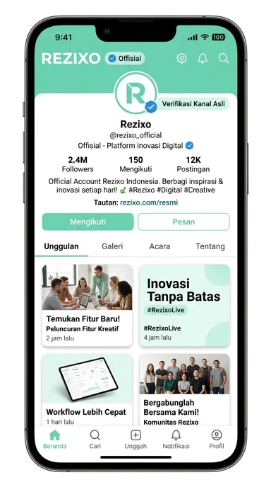 Tampilan kanal resmi rezixo